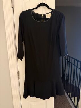 Sail to Sable Black Three-Quarter Sleeve Ruffle-Hem Dress